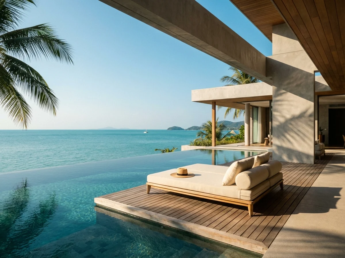 Infinity pool overlooking the ocean at a luxury resort